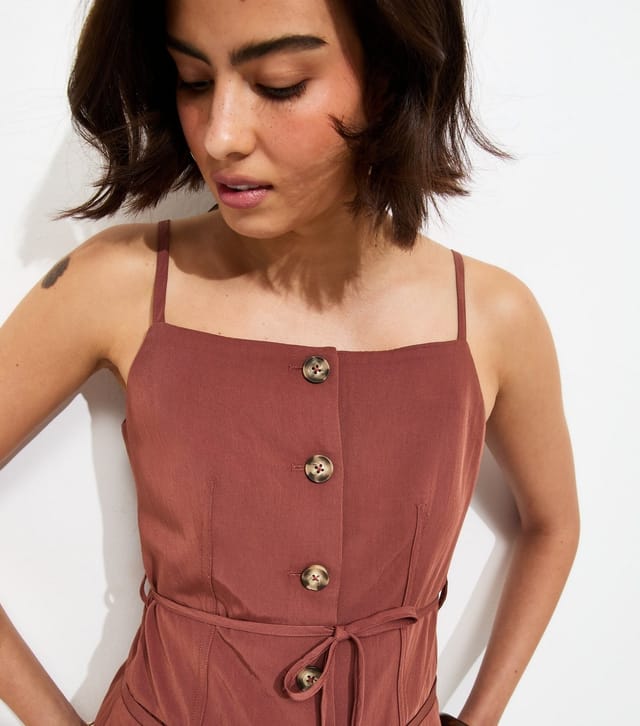 New Look Women's Rust Square Neck Belted Waistcoat New Look - 2