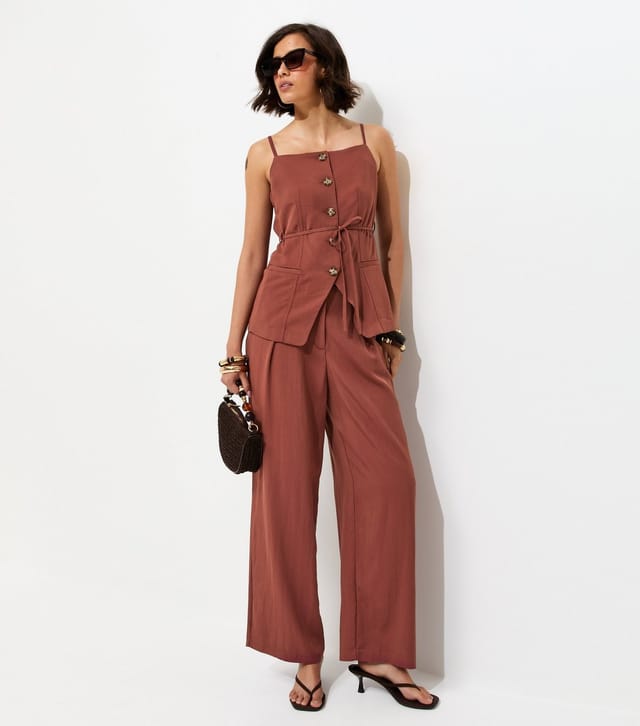 New Look Women's Rust Square Neck Belted Waistcoat New Look - 3