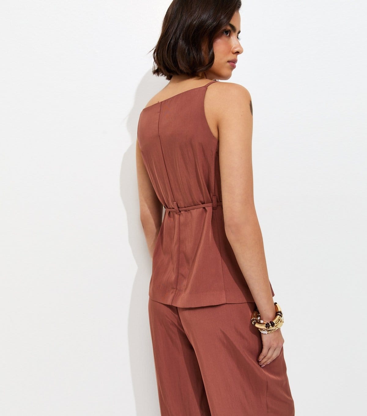 New Look Women's Rust Square Neck Belted Waistcoat New Look - 4