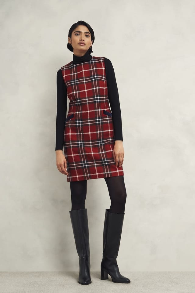 Hobbs London Hobbs London Women's Amaris Tartan Shift Dress in Dark Red - 3