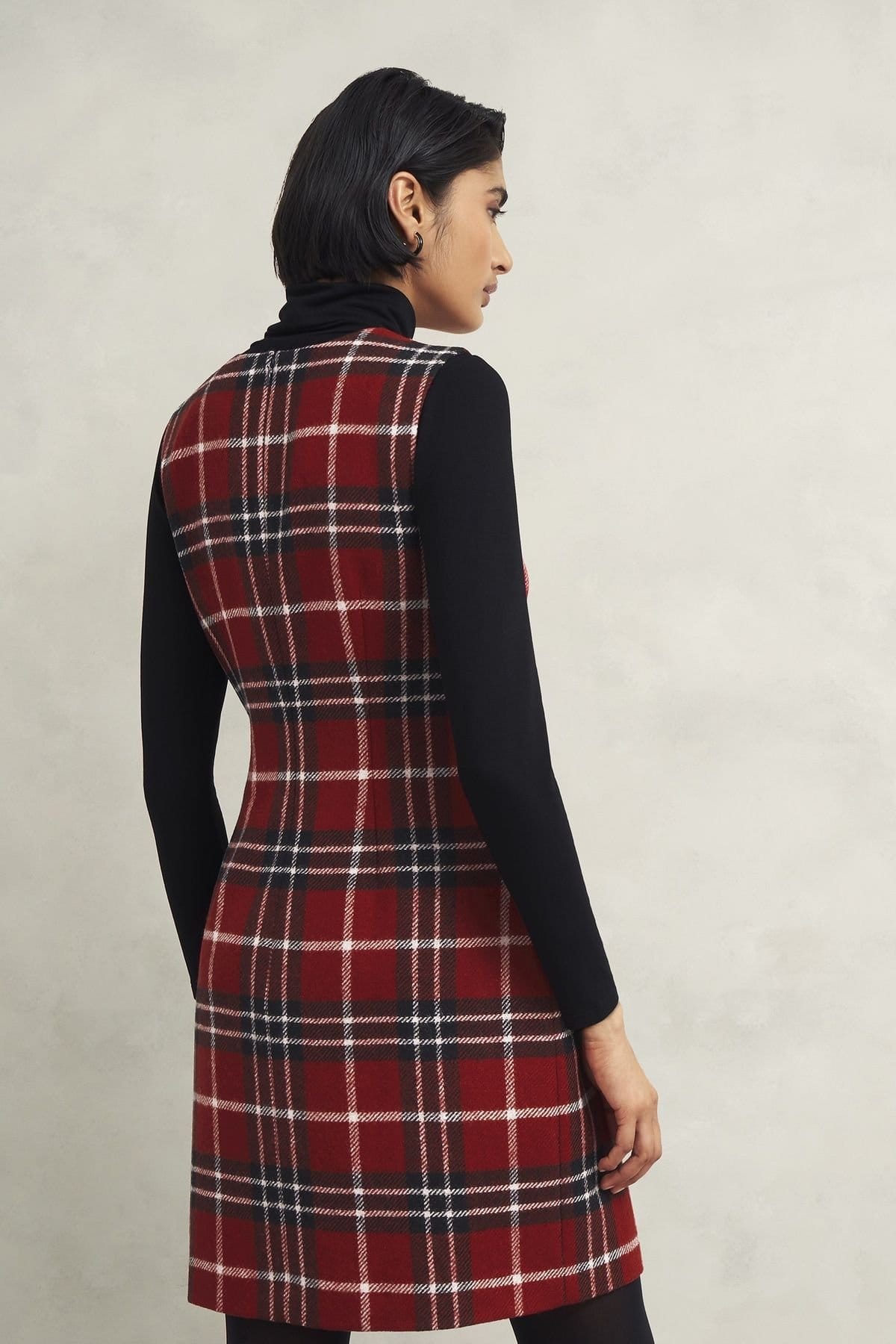 Hobbs London Hobbs London Women's Amaris Tartan Shift Dress in Dark Red - 4