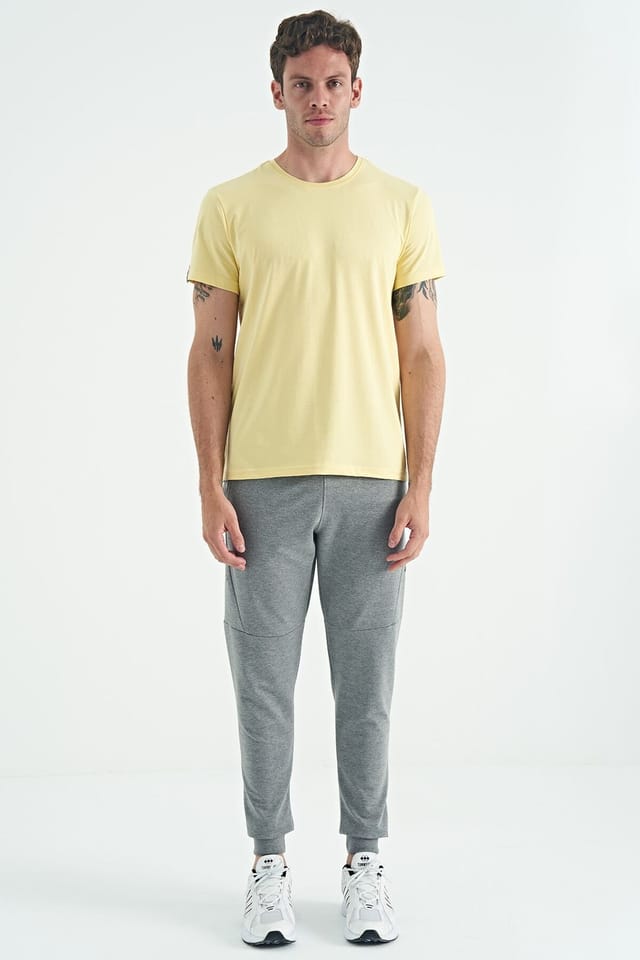 Tommy Life Tommy Life Men's Cotton Elastane Crew Neck T-Shirt in Lemon - 2