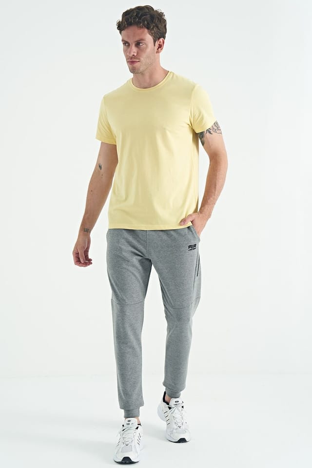 Tommy Life Tommy Life Men's Cotton Elastane Crew Neck T-Shirt in Lemon - 3
