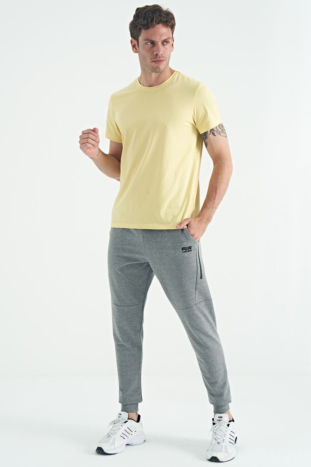 Tommy Life Tommy Life Men's Cotton Elastane Crew Neck T-Shirt in Lemon - 4