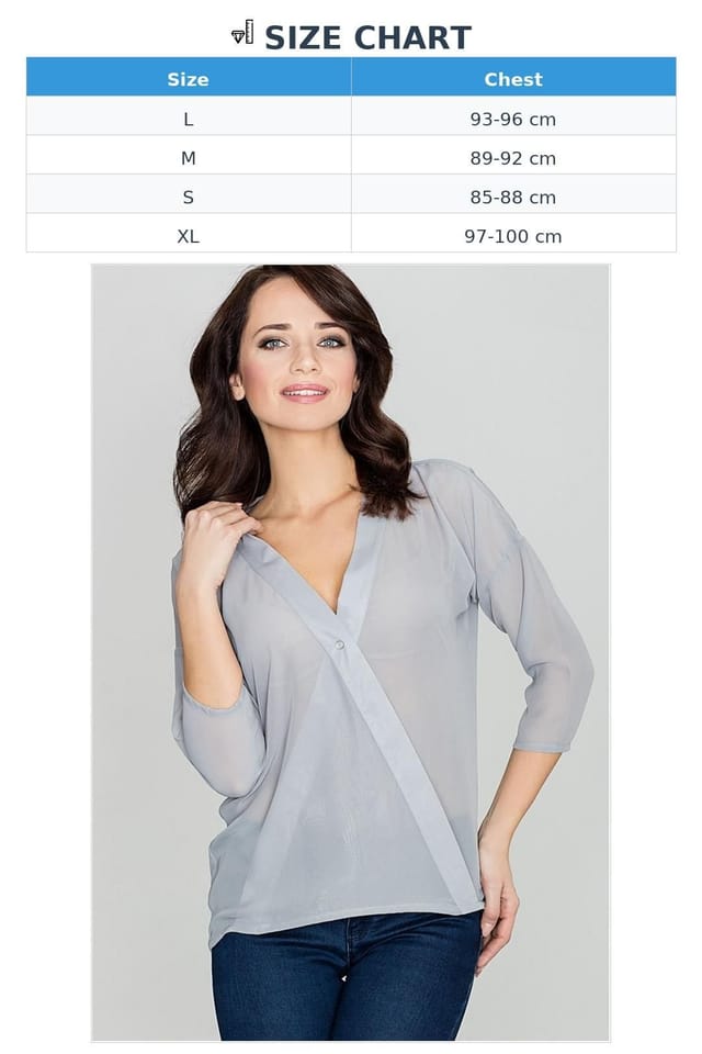 Love Lace Love Lace Women's Delicate 3/4 Sleeve Blouse Envelope Neck in Grey - 3