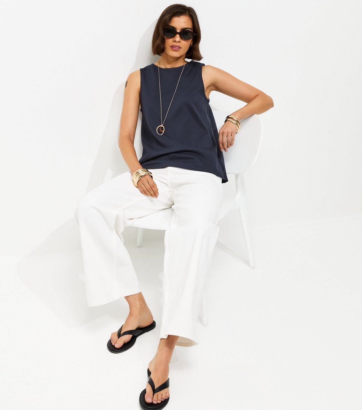 New Look Women's Premium Navy Jersey Tank Top New Look - 3