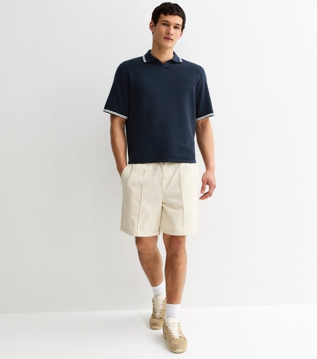 jack & jones Men's Navy Contrast Stripe Knitted Polo Shirt Jack & Jones New Look - 3
