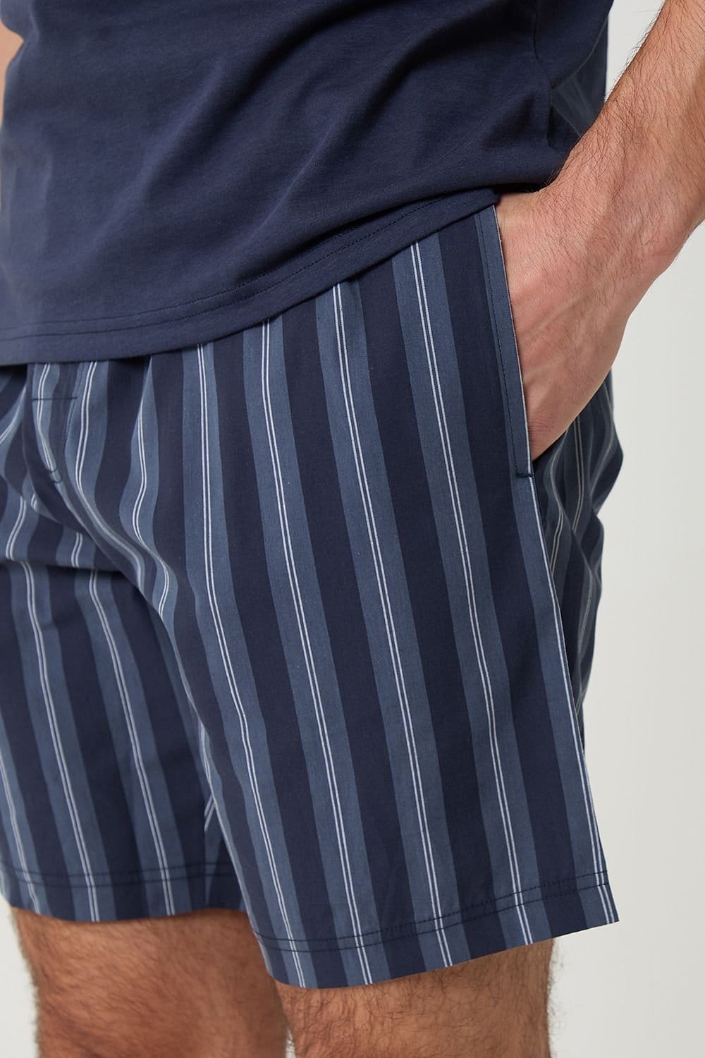 Threadbare Threadbare Men's Stripe Short Pyjama Set in Navy - 4