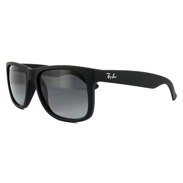Ray-Ban Ray-Ban Men's Rectangle Black Rubber Grey Gradient Polarized Justin 4165 Sunglasses - 2