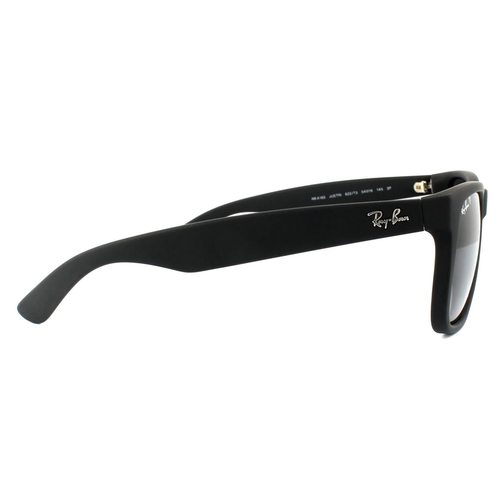 Ray-Ban Ray-Ban Men's Rectangle Black Rubber Grey Gradient Polarized Justin 4165 Sunglasses - 4