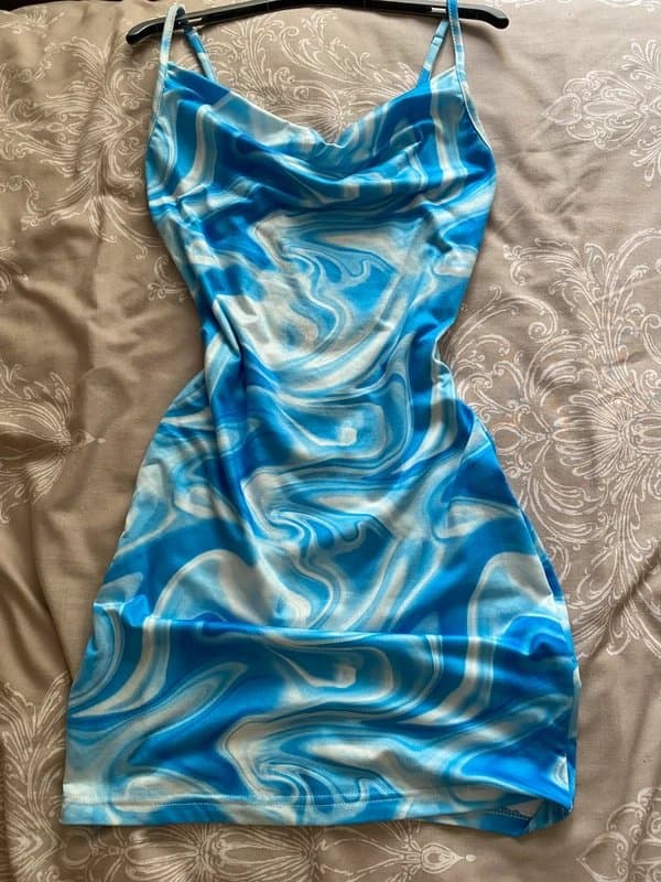 Shein blue marble dress