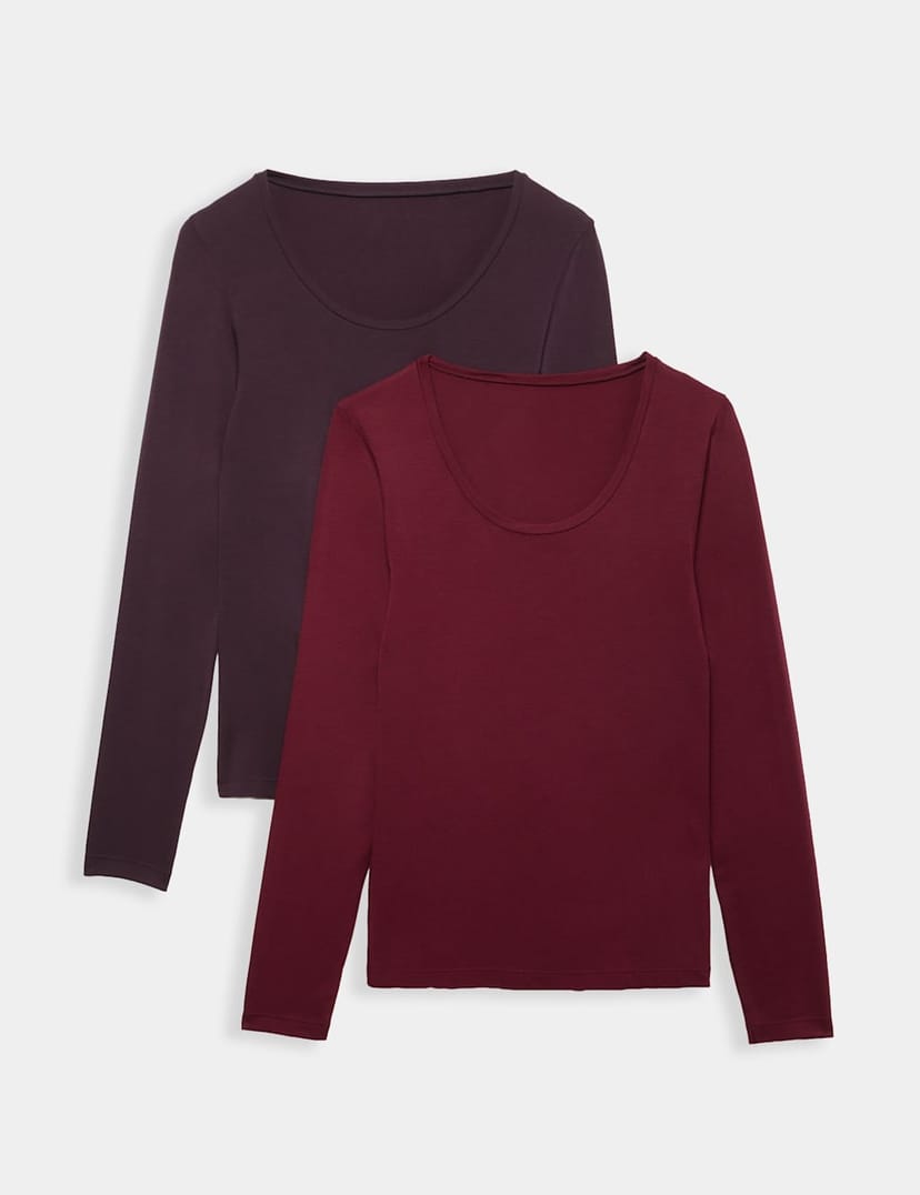 Marks & Spencer M&S 2 Pack Heatgen™ Light Thermal Long Sleeve Tops Purple Mix - 1