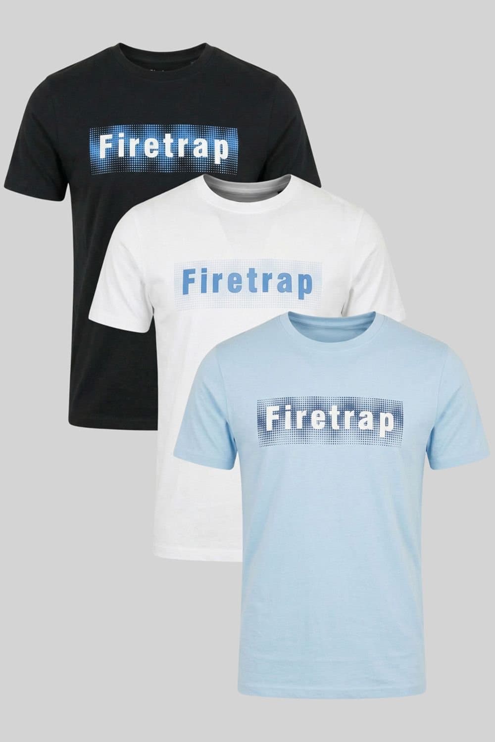 Firetrap Firetrap Men's 3 Pack Regular Fit Cotton Graphic Crew Neck T-Shirts