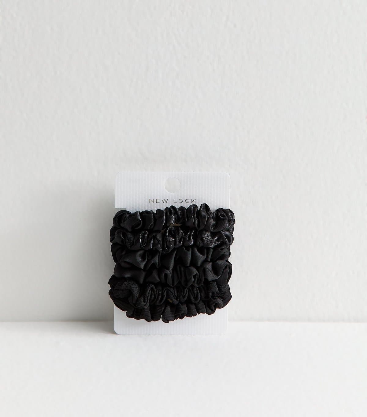 New Look Pack of 6 Black Mini Satin Scrunchies New Look