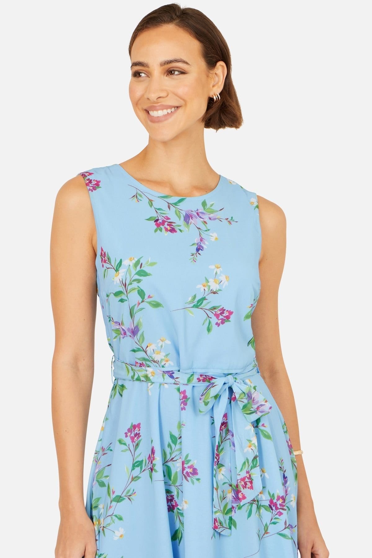 Yumi Yumi Women's Floral Print Midi Skater Dress in Baby Blue - 4