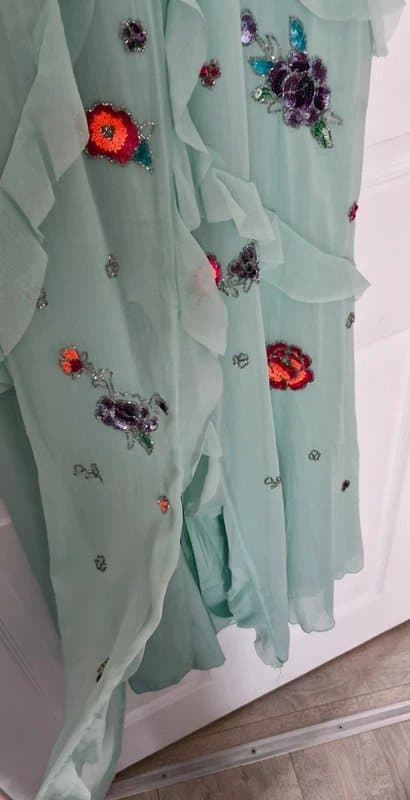 ASOS Asos mint green sequin ruffle dress