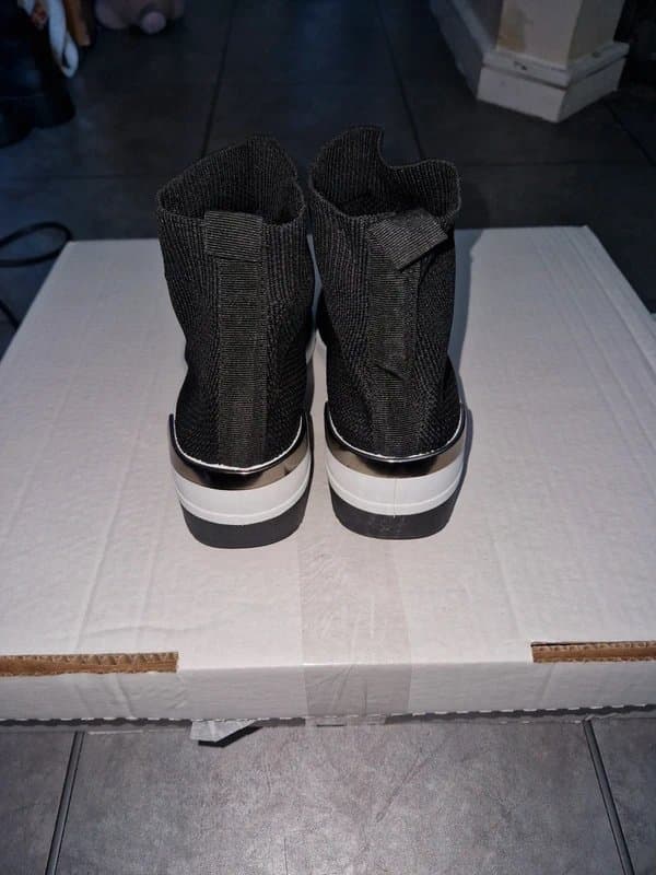 Azarey Azarey Black Sock Knit Ankle Boots Slip On Stretch Trainers Size 4