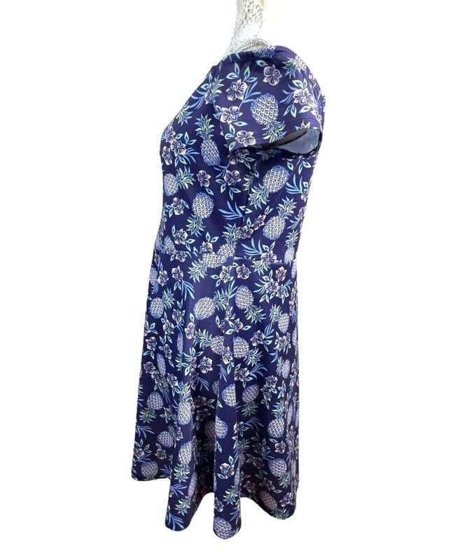 New Look New Look Tropical Pineapple Print Skater Dress Women’s UK Size 14 Purple