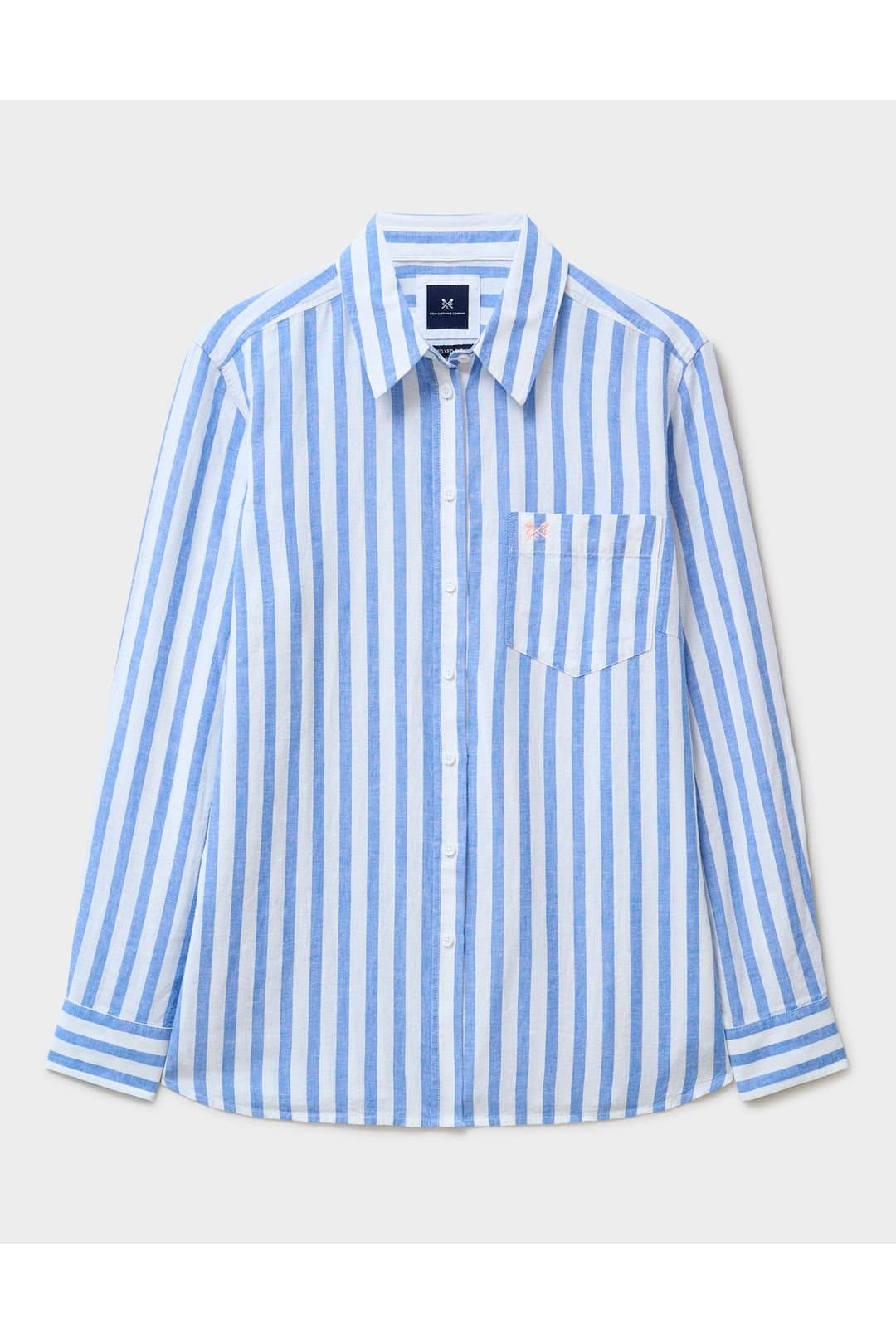 Crew Clothing Crew Clothing Women's Relaxed Fit Linen Blend Shirt Blue White Stripe