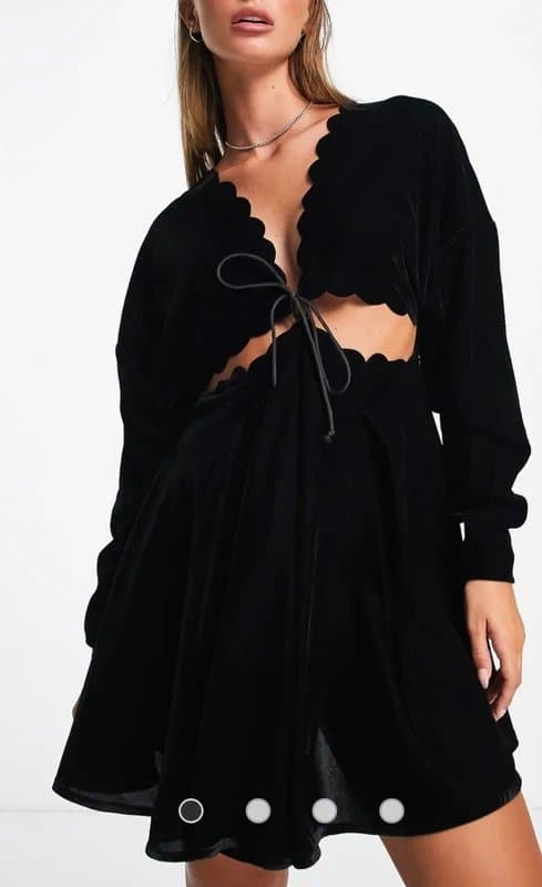 ASOS Design Black Mini Velvet Cut-Out Dress – Size 6-New with Tags