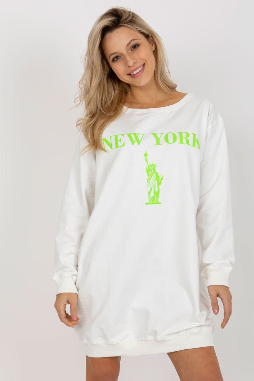 Love Lace Love Lace Women's Oversized Longline Casual Sweatshirt with Print in White