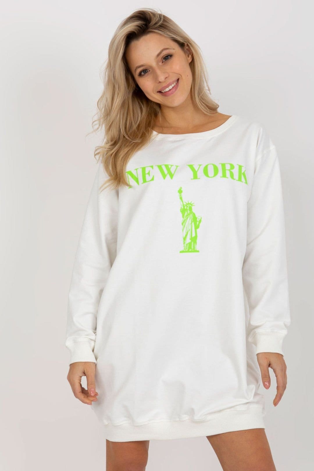 Love Lace White Oversized Longline Sweatshirt with Statue of