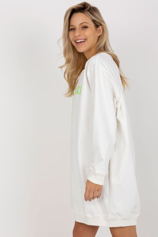 Love Lace Love Lace Women's Oversized Longline Casual Sweatshirt with Print in White - 2
