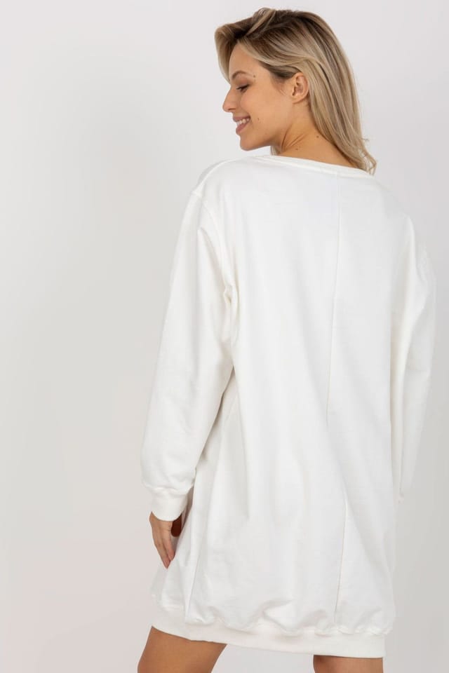 Love Lace Love Lace Women's Oversized Longline Casual Sweatshirt with Print in White - 3