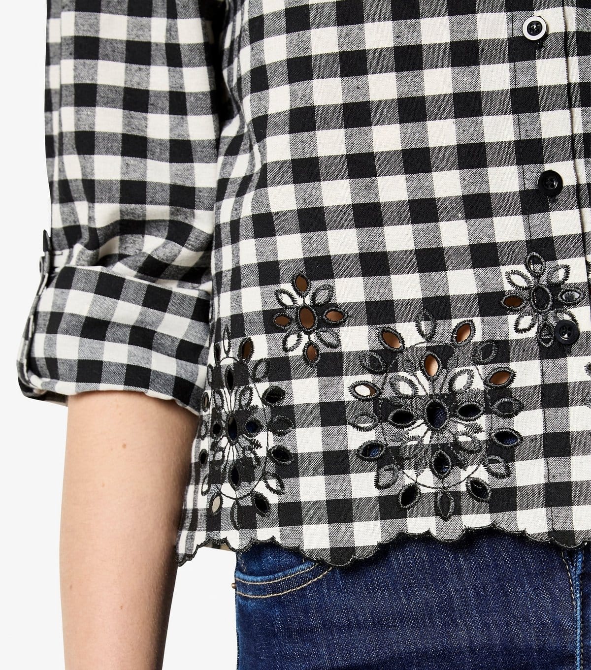 Apricot Women's Black Gingham Embroidered Shirt Apricot New Look - 4