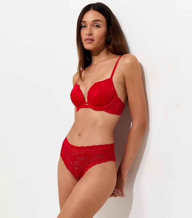New Look Women's Red Lace Push-Up Bra New Look - 2