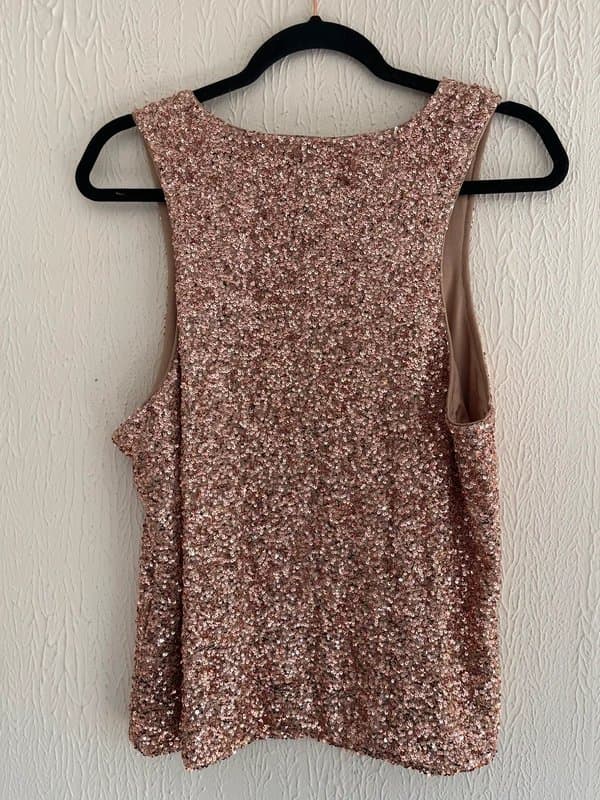 Never Fully Dressed Never fully dressed Gold sequin Tank top size UK 16