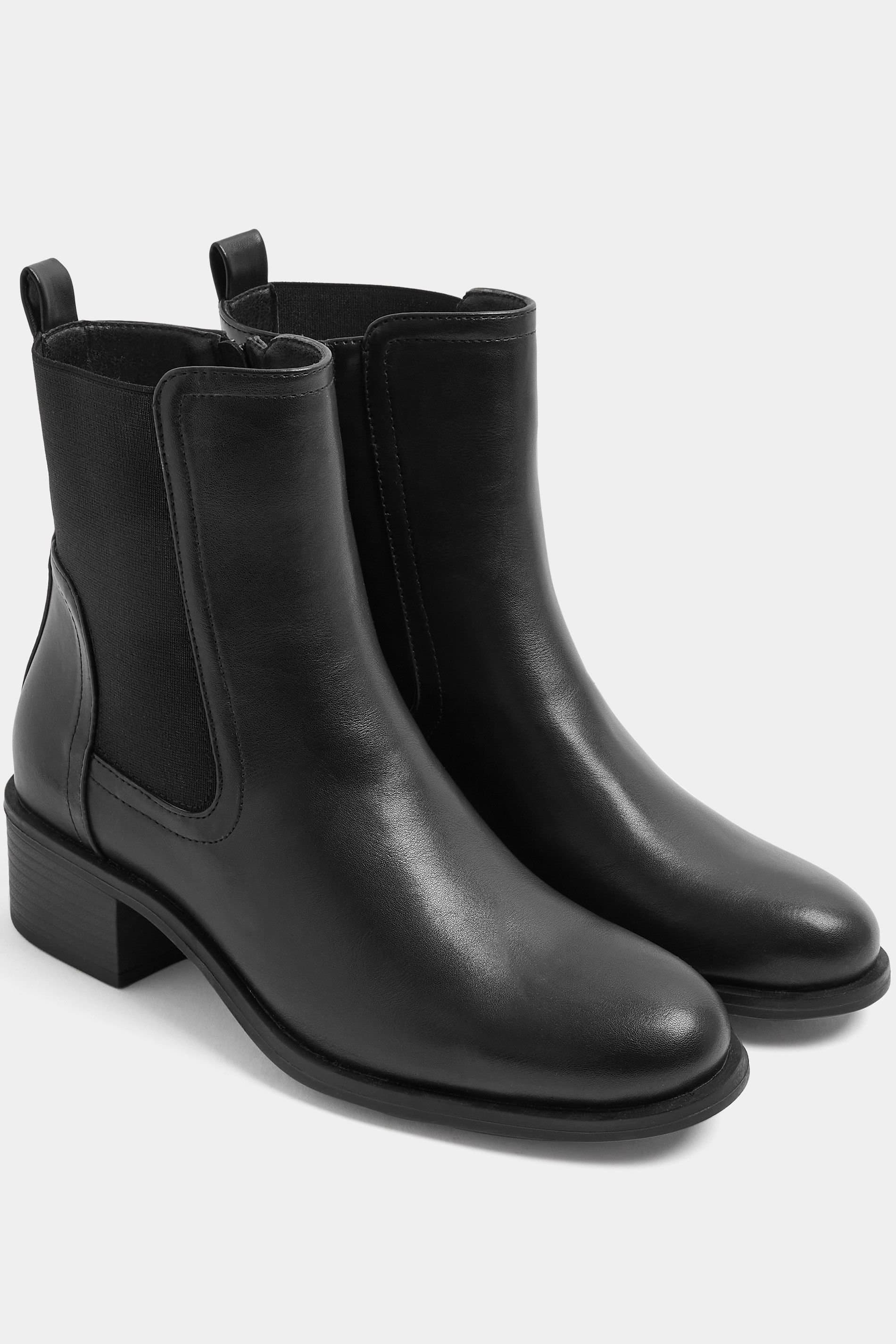 Yours Yours Women's Heeled Chelsea Boots In Wide E Fit in Black