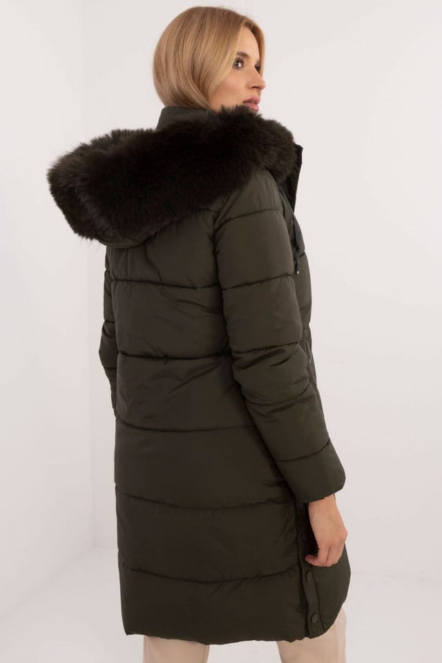 Love Lace Love Lace Women's Extended Cut Quilted Jacket With Detachable Hood in Green - 2