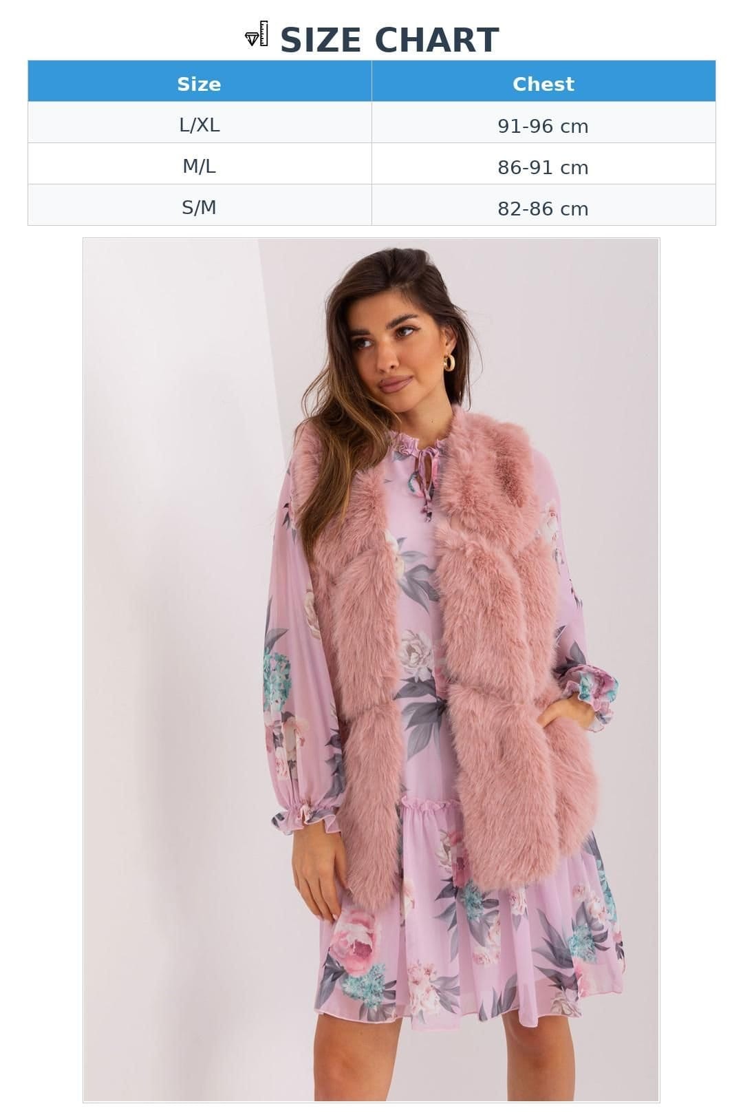 Love Lace Love Lace Women's Soft Lined Polyester Faux Fur Vest with Pockets in Pink - 4