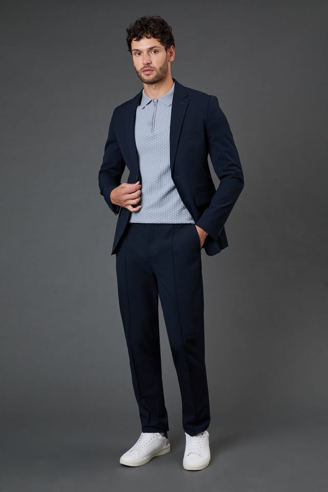 Burton Burton Men's Navy Stretch Skinny Fit Suit Jacket - 2