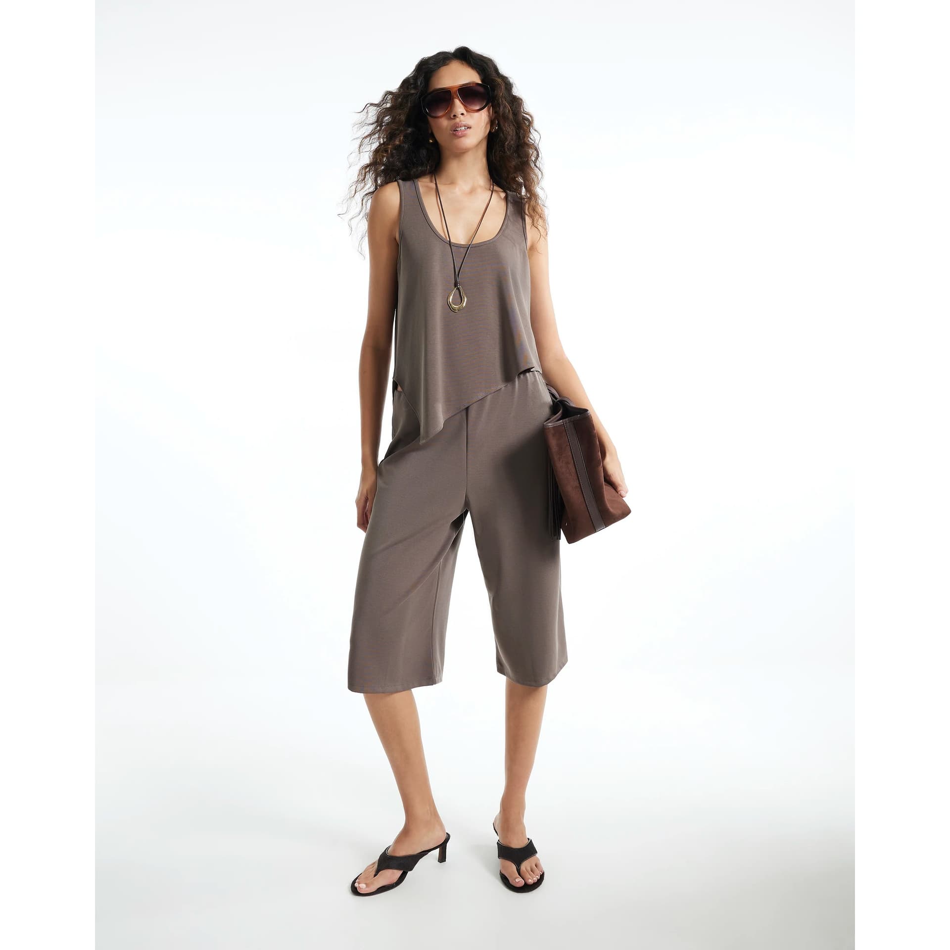 River Island River Island Womens Brown Soft Touch Jersey Jorts