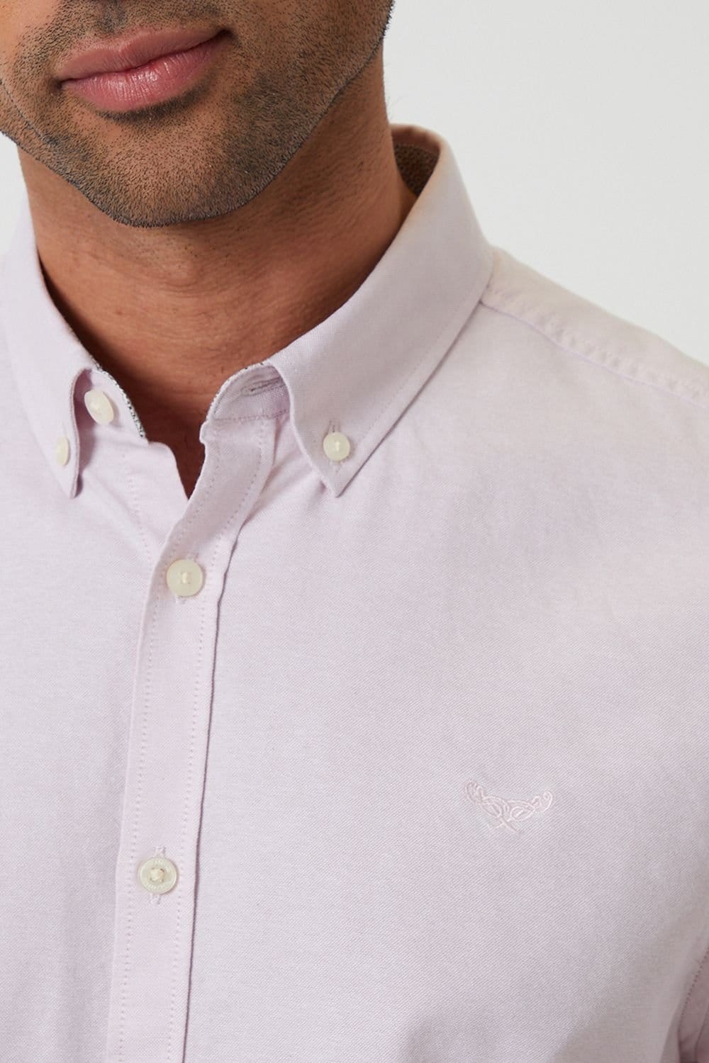 Threadbare threadbare Men's Oxford Cotton Slim Fit Long Sleeve Shirt in Pink - 4