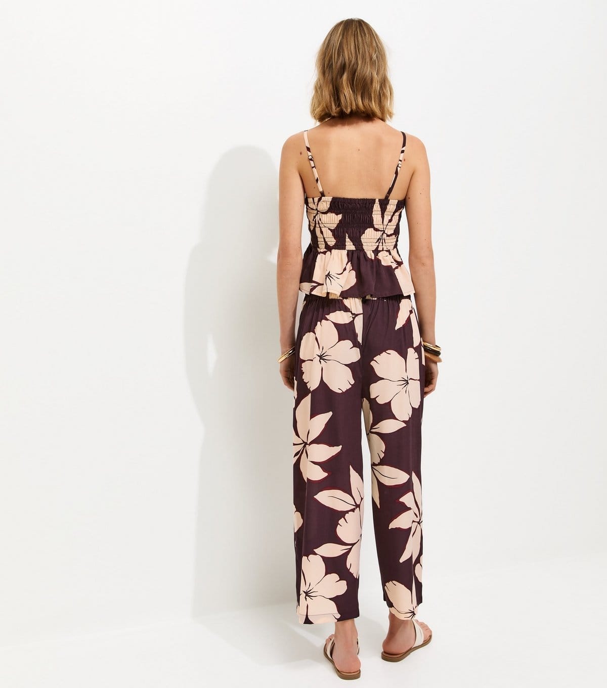 New Look Women's Brown Floral Cropped Wide Leg Trousers New Look - 4