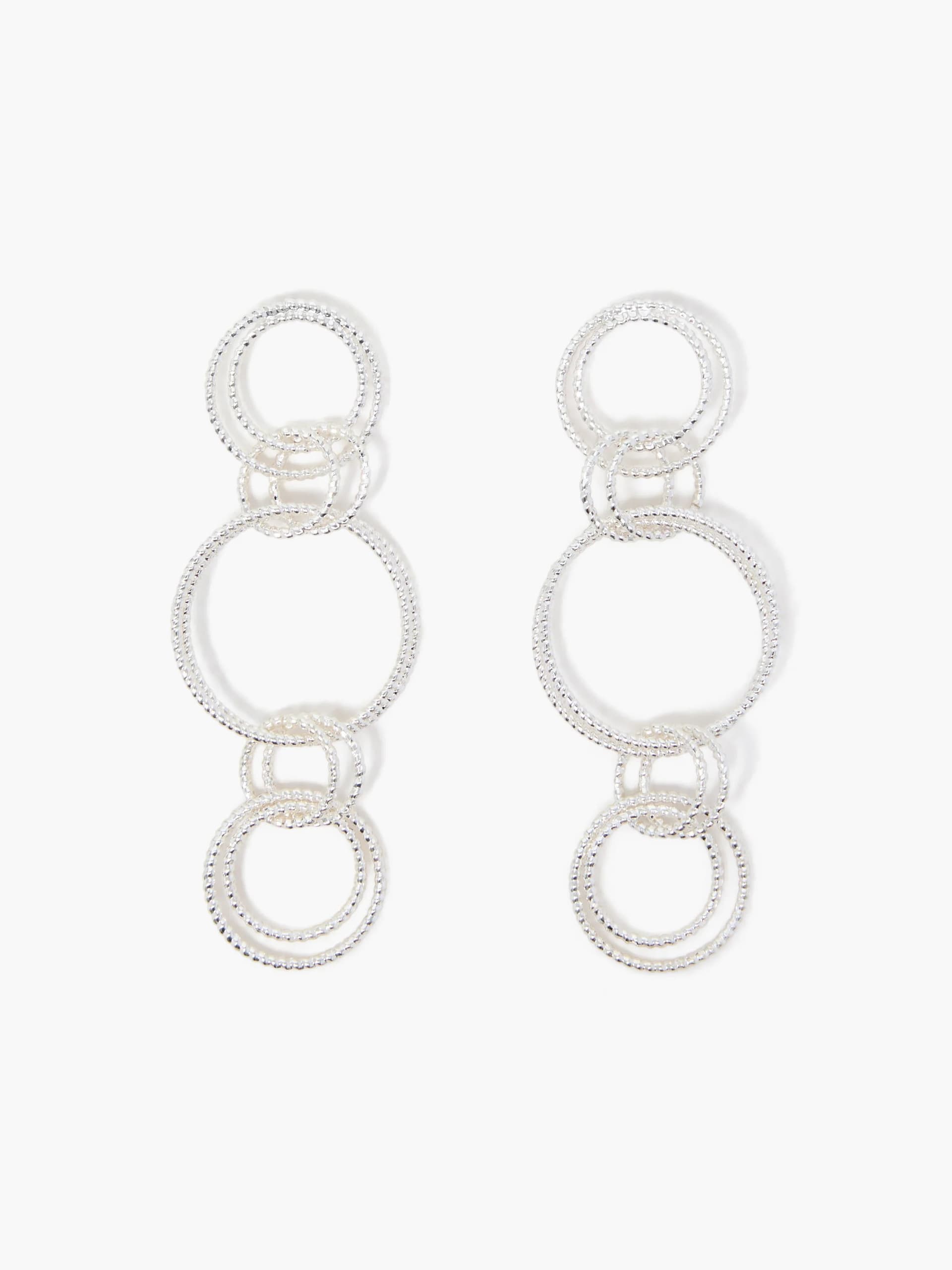 French Connection French Connection Silver Multi Circle Drop Earrings