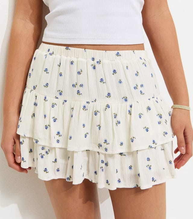 New Look Girls' White Crinkle Texture Floral Print Rara Skort New Look - 3