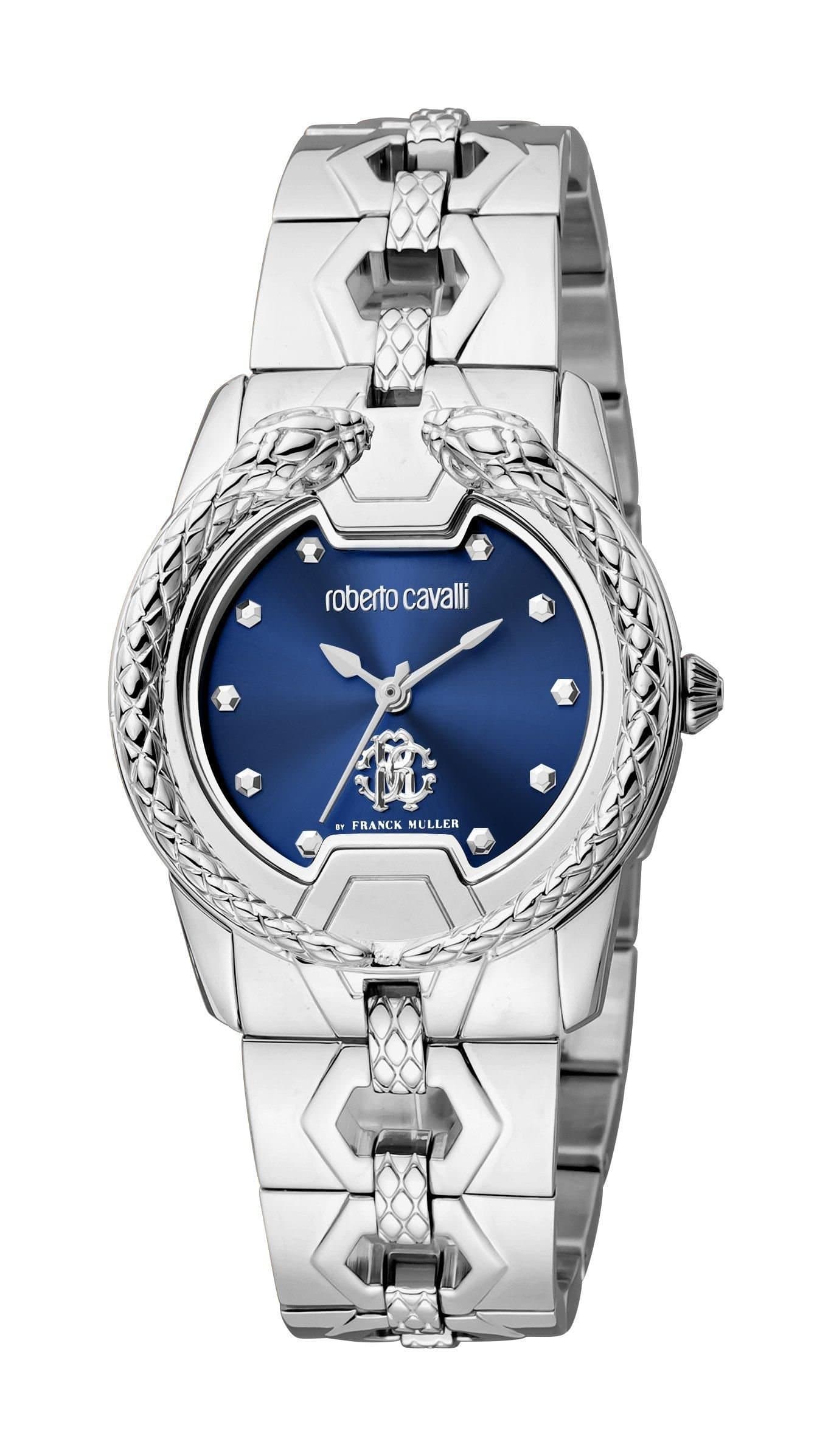 Roberto Cavalli by Franck Muller Roberto Cavalli by Franck Muller Women's Blue Dial Stainless Watch in Silver
