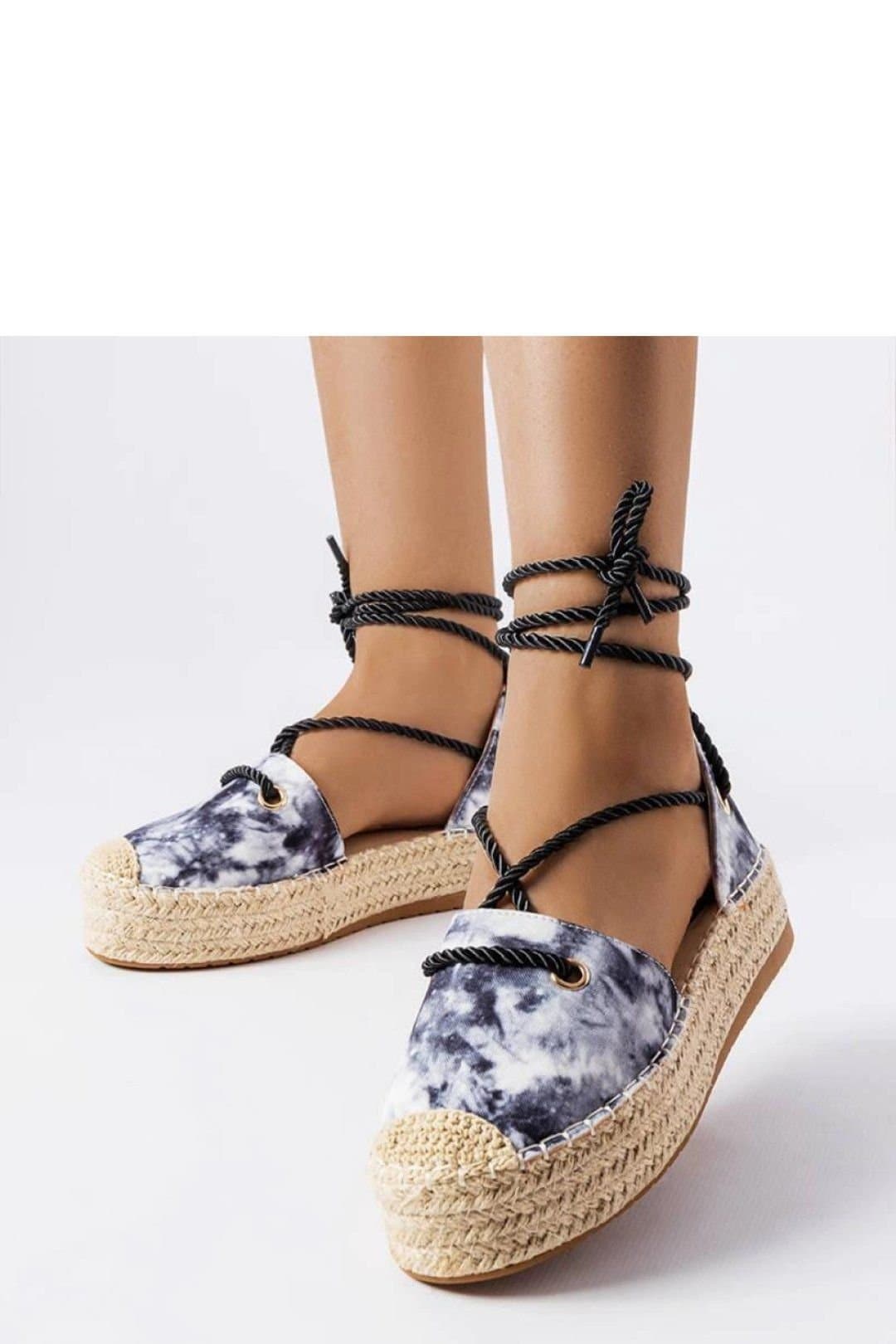 Love Lace Love Lace Black Tie-Dye Espadrilles with Platform