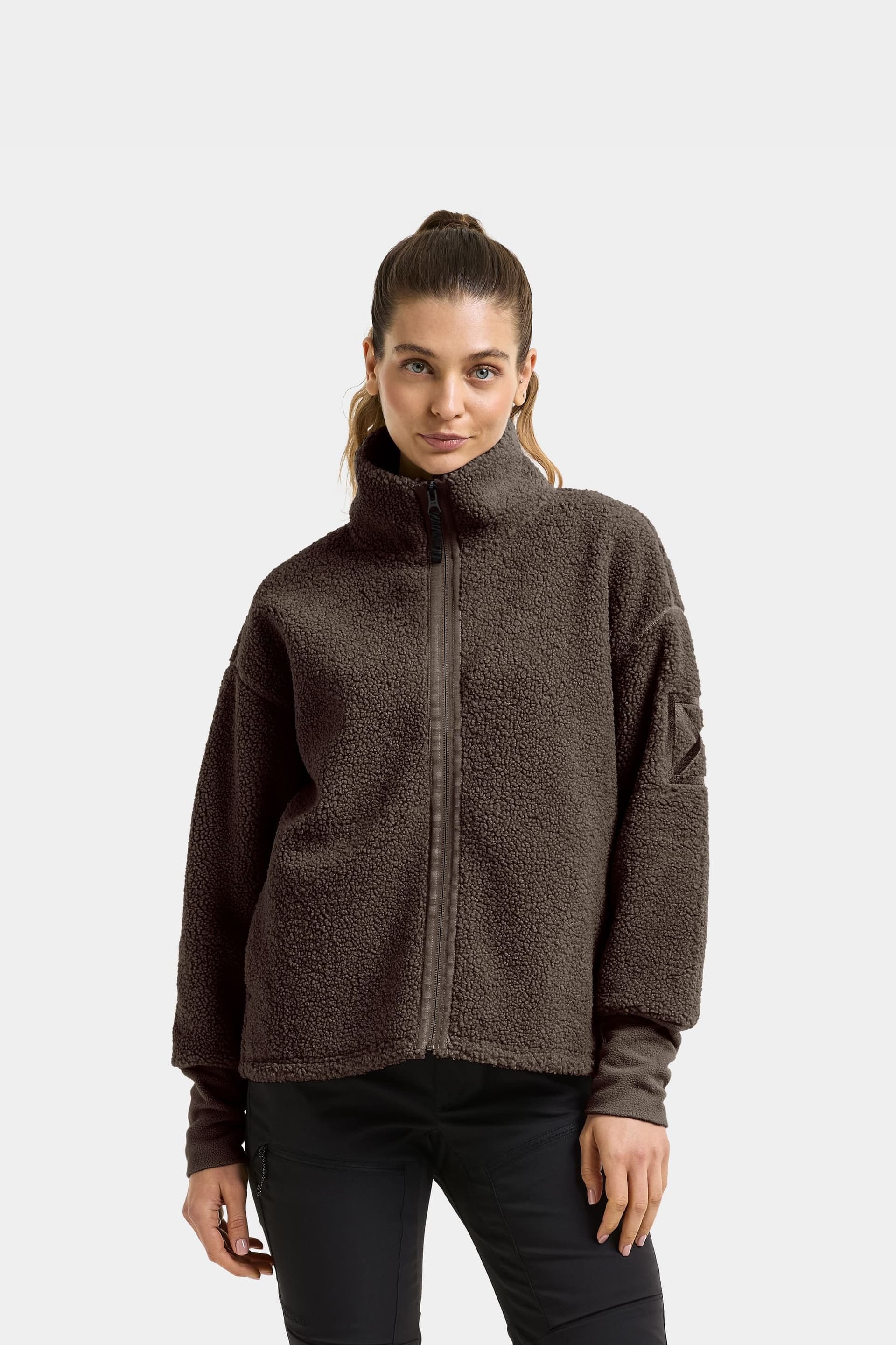 Didriksons Didriksons Women's Melissa Teddy Fleece Full-Zip in Dark Brown