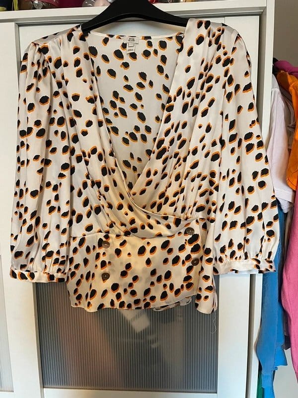 River Island River Island size 14 blouse black white orange spots - 1