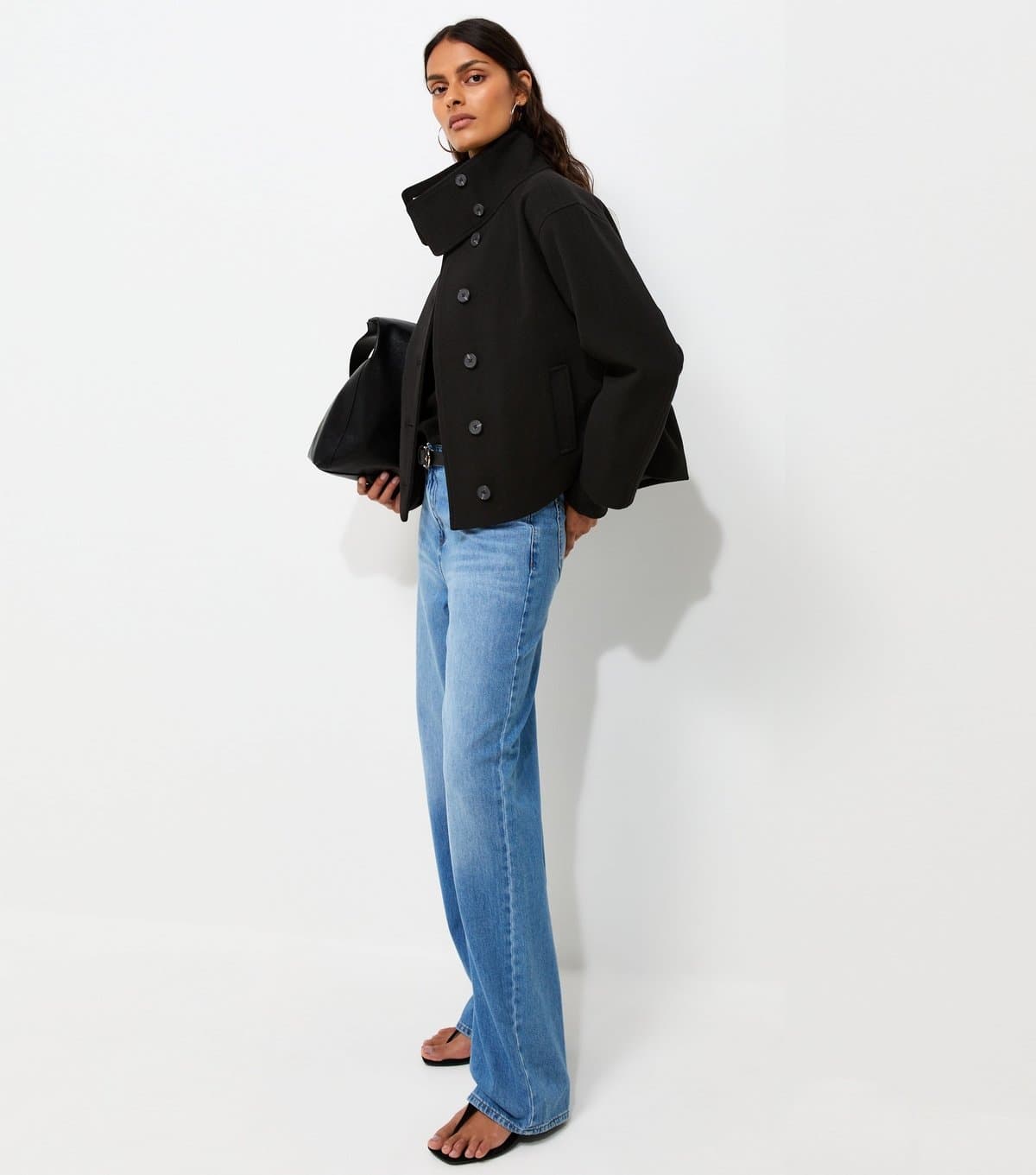 New Look Women's Black Woven Funnel Neck Jacket New Look