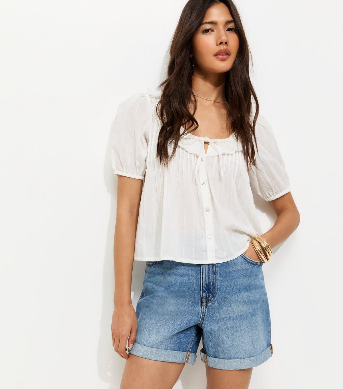 New Look Women's Mid Blue Denim Boyfriend Shorts New Look