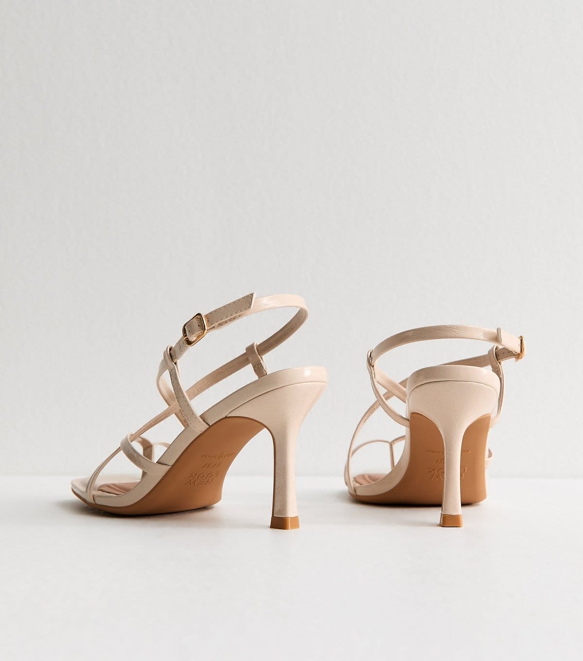 New Look Women's Off White Faux Leather Strappy Square Toe Sandals Vegan New Look - 4