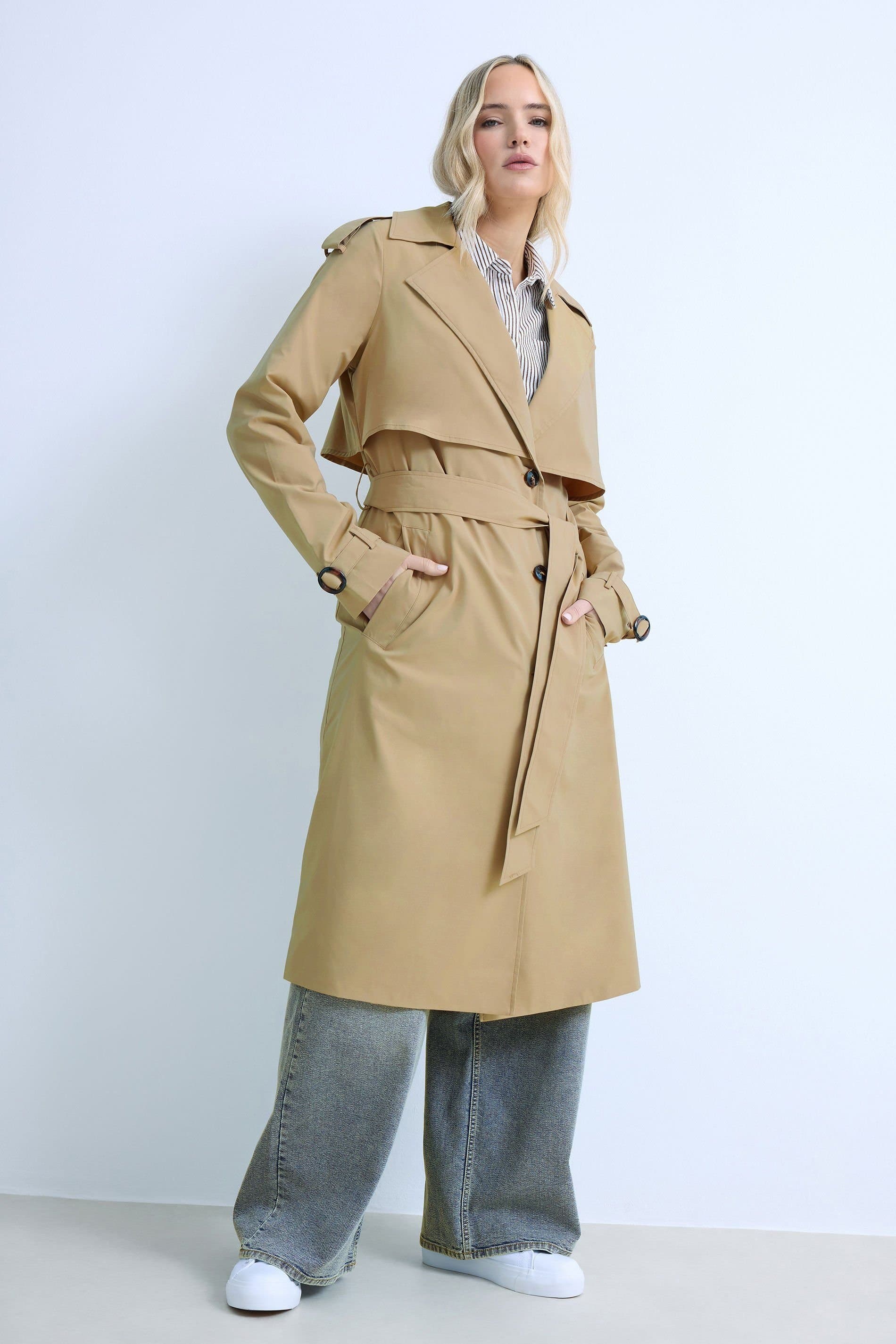 Long Tall Sally Long Tall Sally Women's Tall Trench Coat in Stone