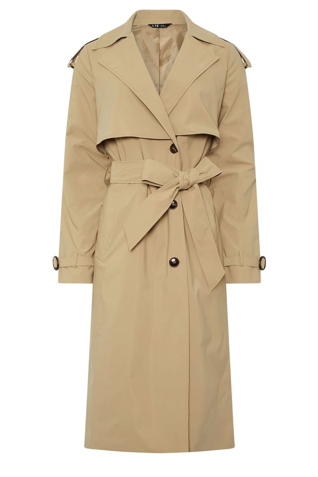 Long Tall Sally Long Tall Sally Women's Tall Trench Coat in Stone - 2