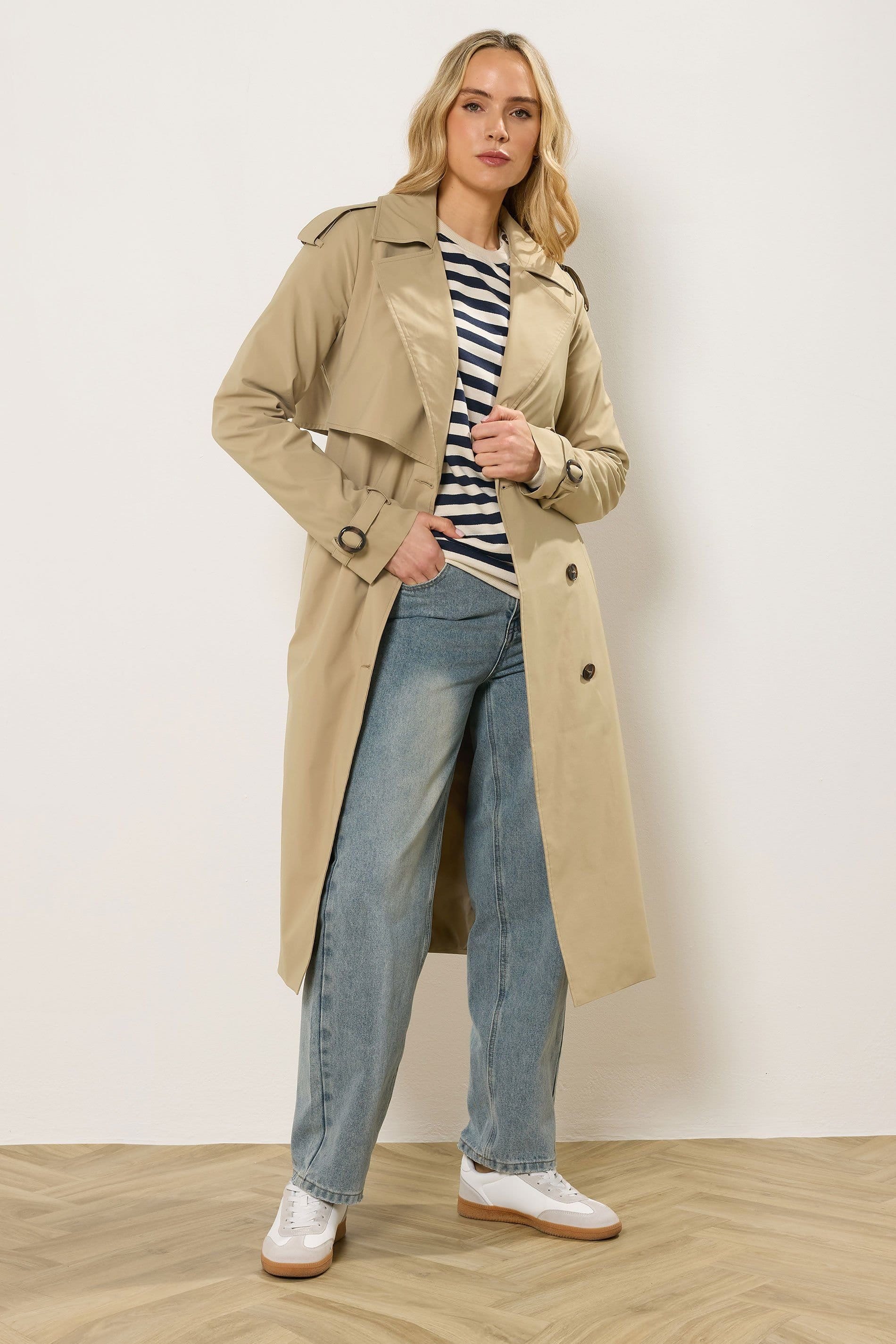 Long Tall Sally Long Tall Sally Women's Tall Trench Coat in Stone - 4